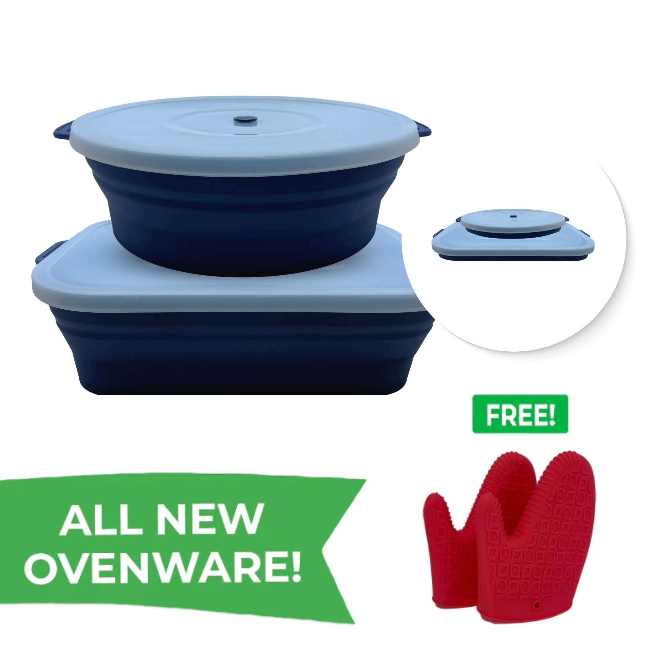 Jumbo Ovenware Set 6L & 7L (2-pc) with FREE Oven Mitts