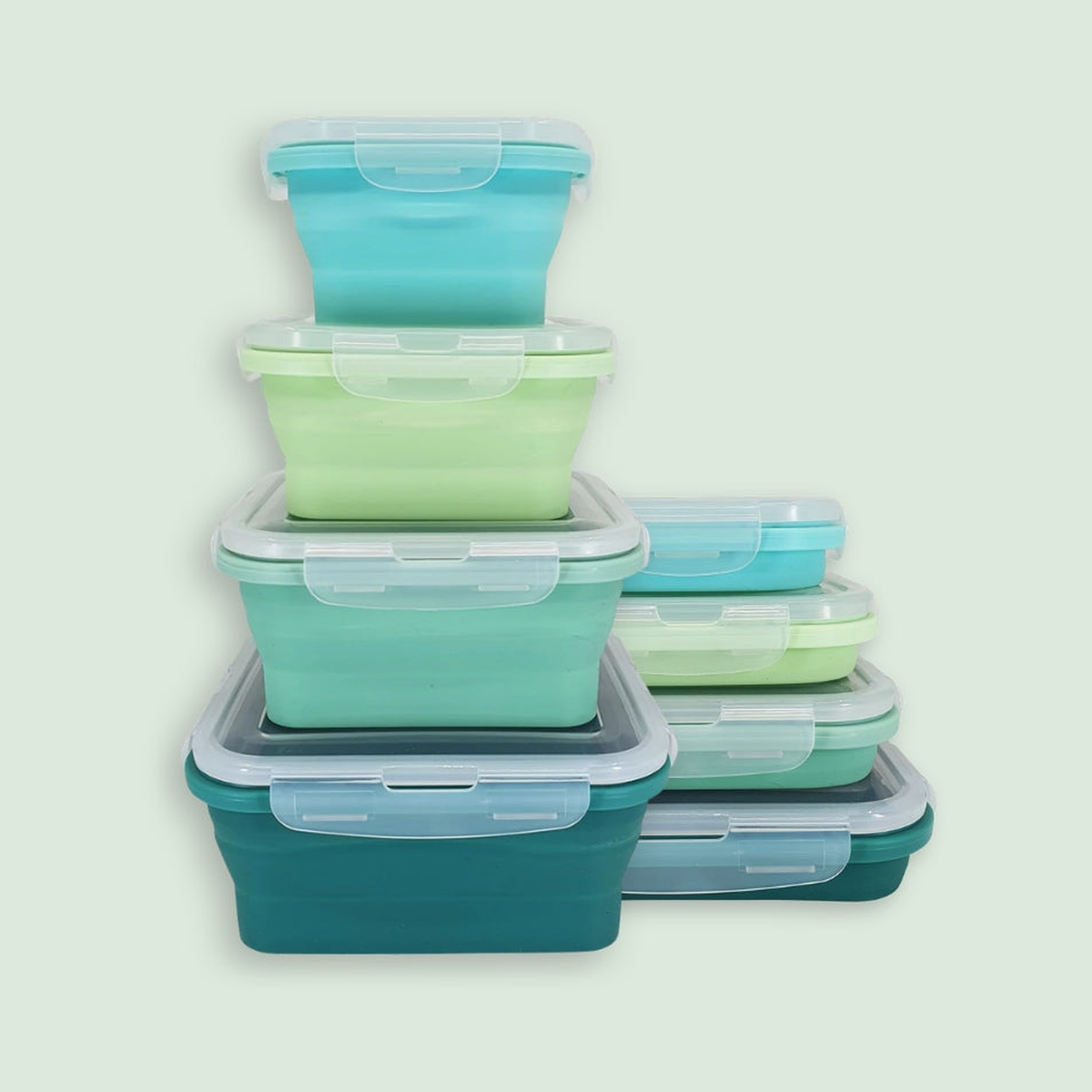 Square Food Containers Green Set (4-pc) main photo