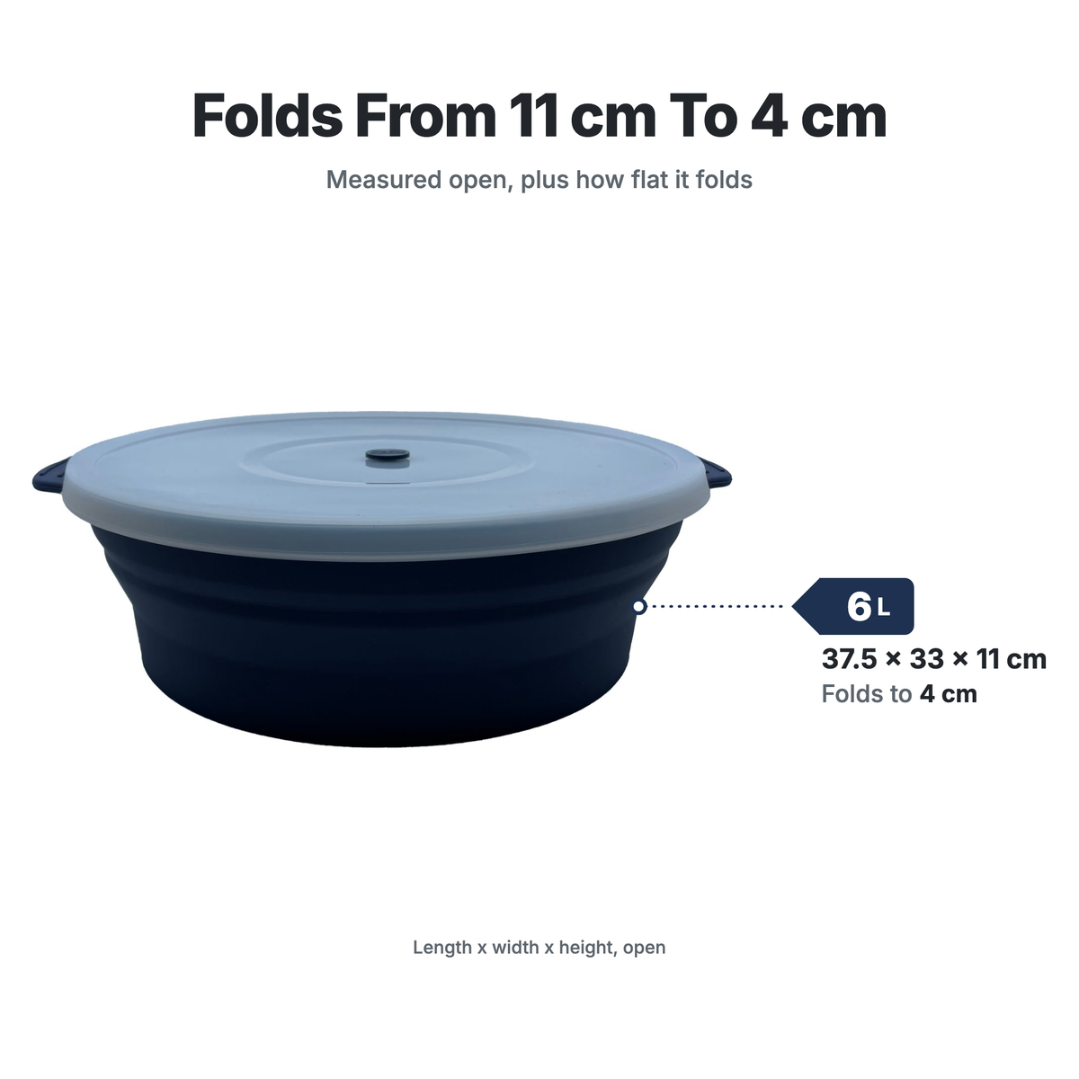 All Sizes Ovenware Set – 6L Round sizes, open + folded