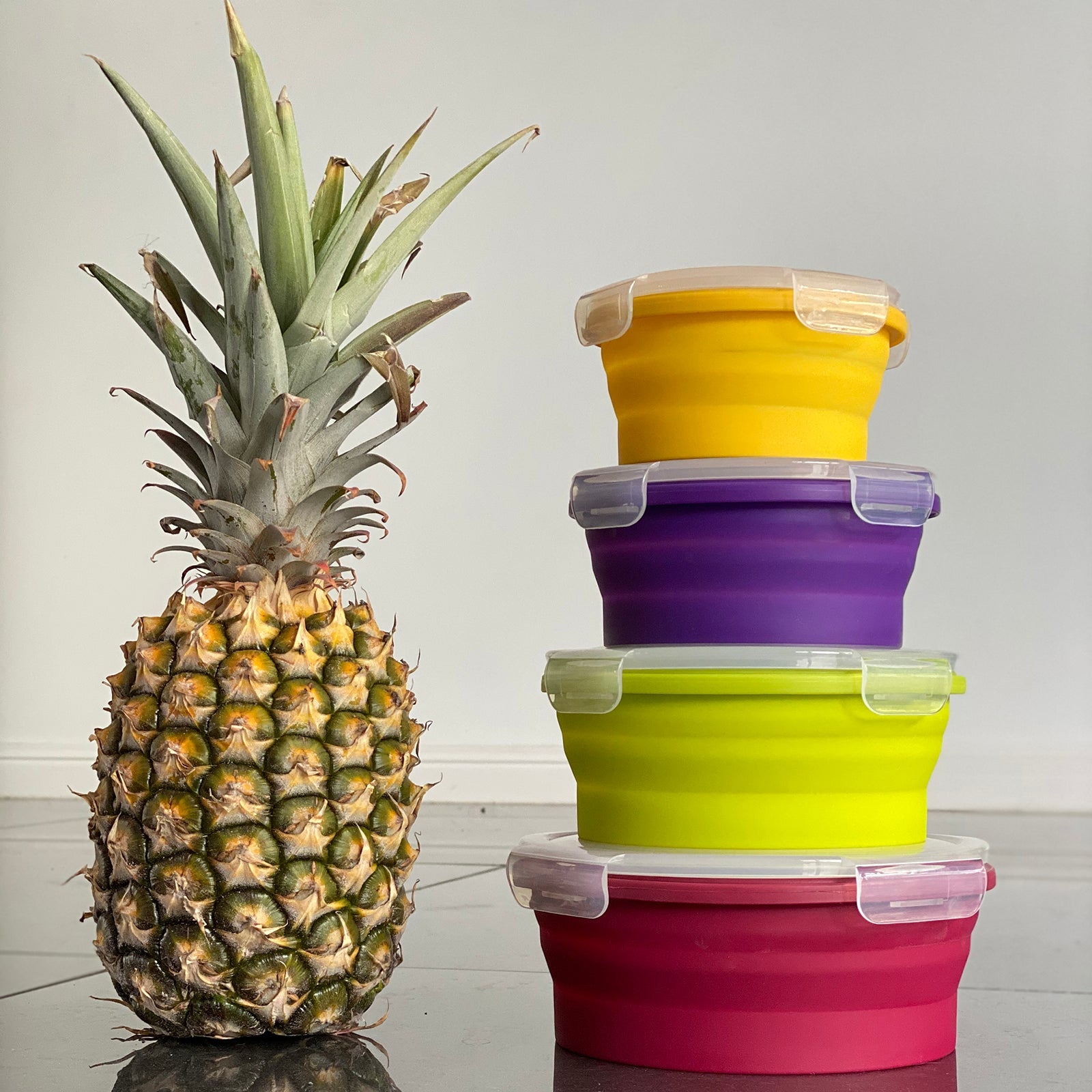 Round Silicone Food Containers Fruit Set - 350, 540, 800 & 1200 ml Special Offer