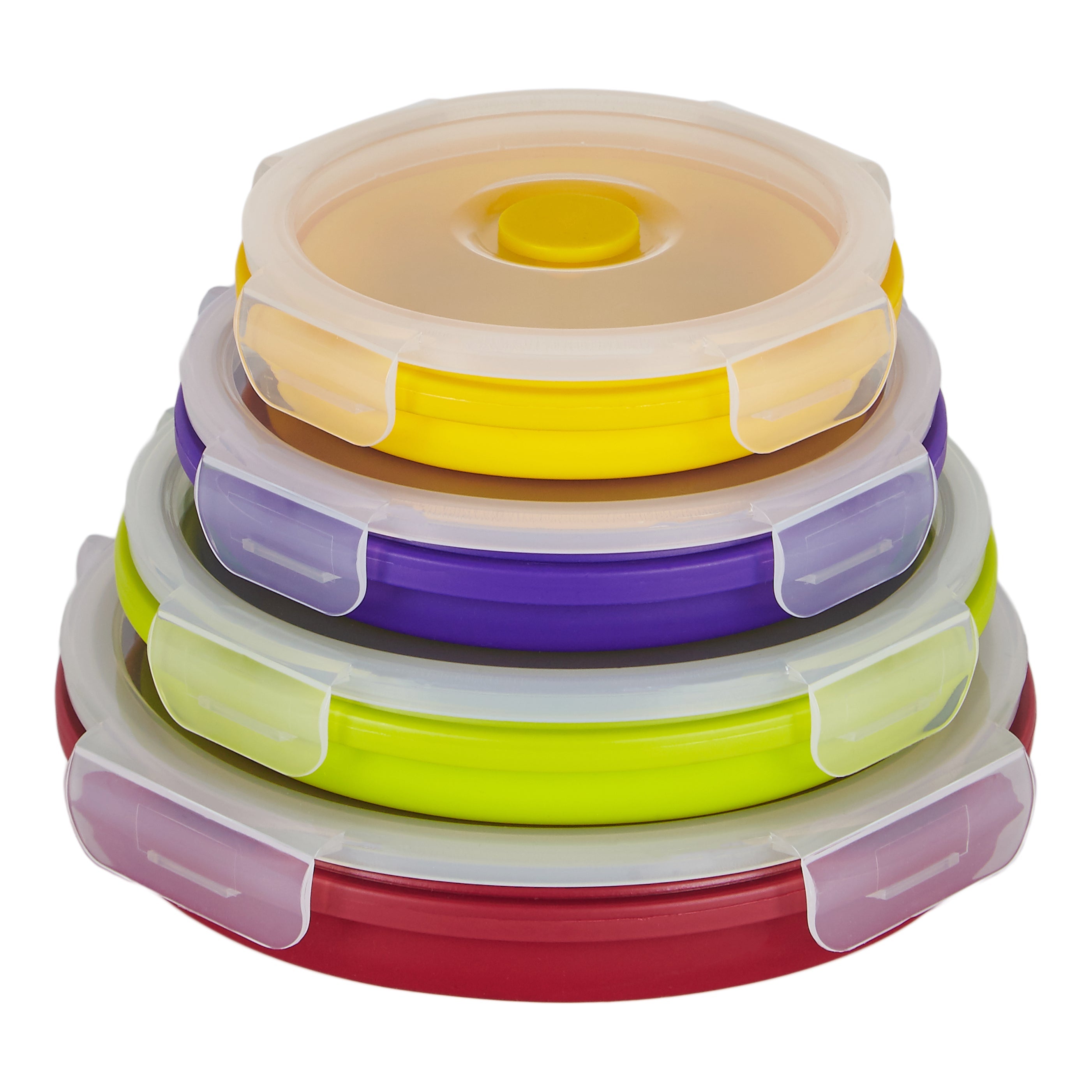 Round Silicone Food Containers Fruit Set - 350, 540, 800 & 1200 ml Special Offer