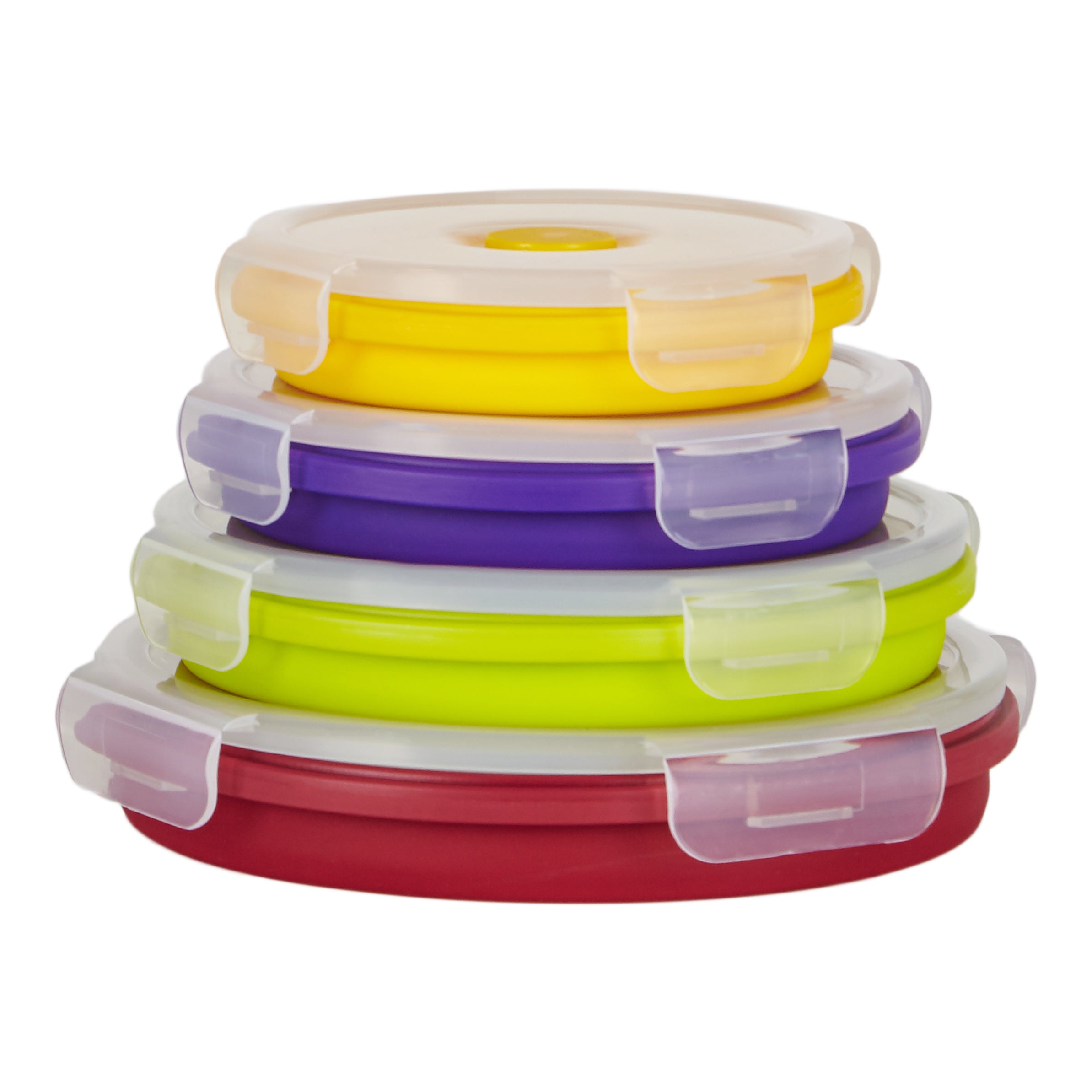 Round Silicone Food Containers Fruit Set - 350, 540, 800 & 1200 ml Special Offer