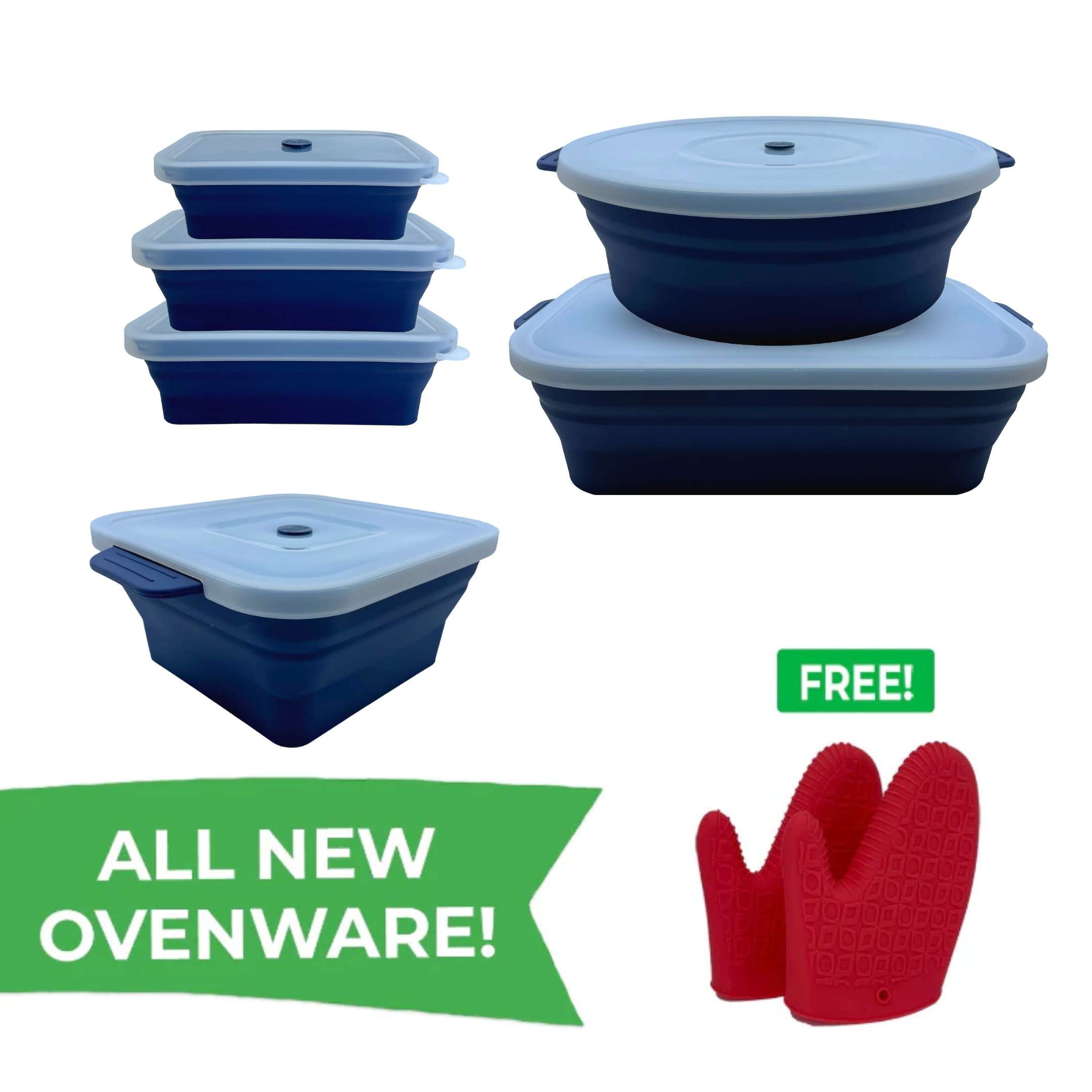 All Sizes Ovenware Set (7-pc) with FREE Oven Mitts