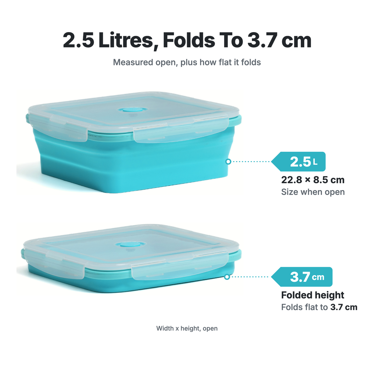 Family Meal Prep Duo – 2.5L Square sizes, open + folded