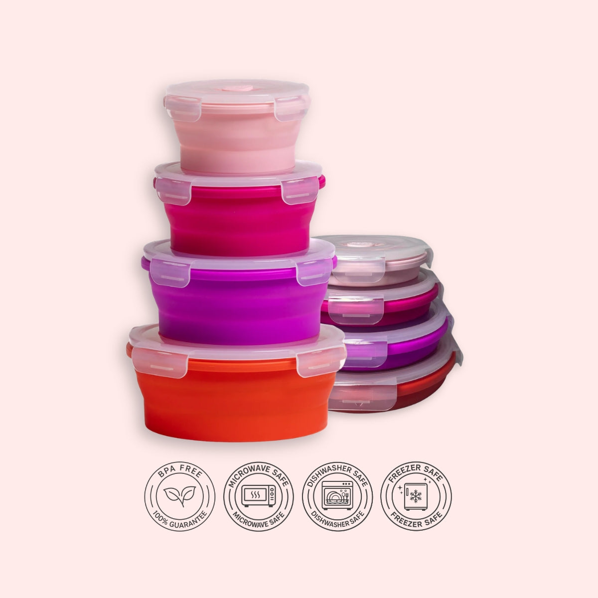 Round Food Containers Sunset Set (4-pc) — 350, 540, 800 & 1200 ml