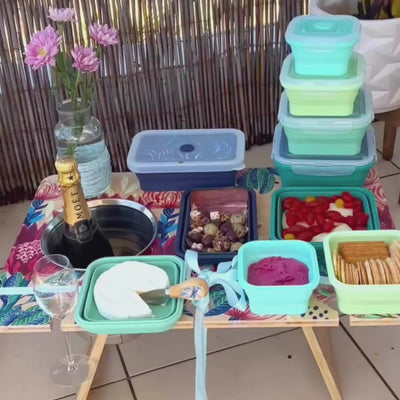 Square Food Containers Green Set (4-pc) — 350, 540, 800 & 1200 ml