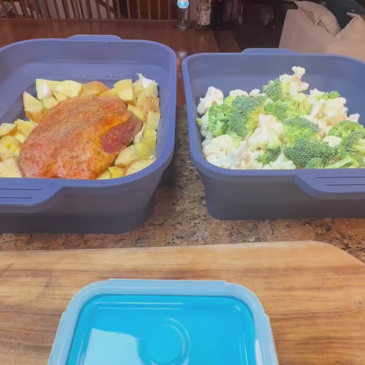 Rectangle Food Containers Sea Set (4-pc) — 350, 540, 800 & 1200 ml