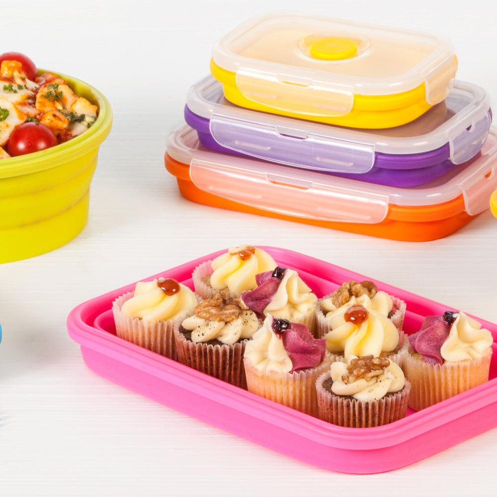 Flat Stacks Collapsible Silicone Food Storage Containers