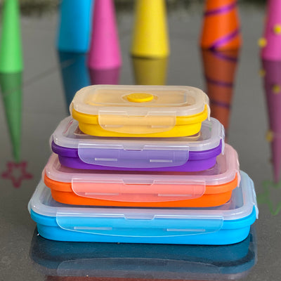 Flat Stacks Collapsible Silicone Food Storage Containers