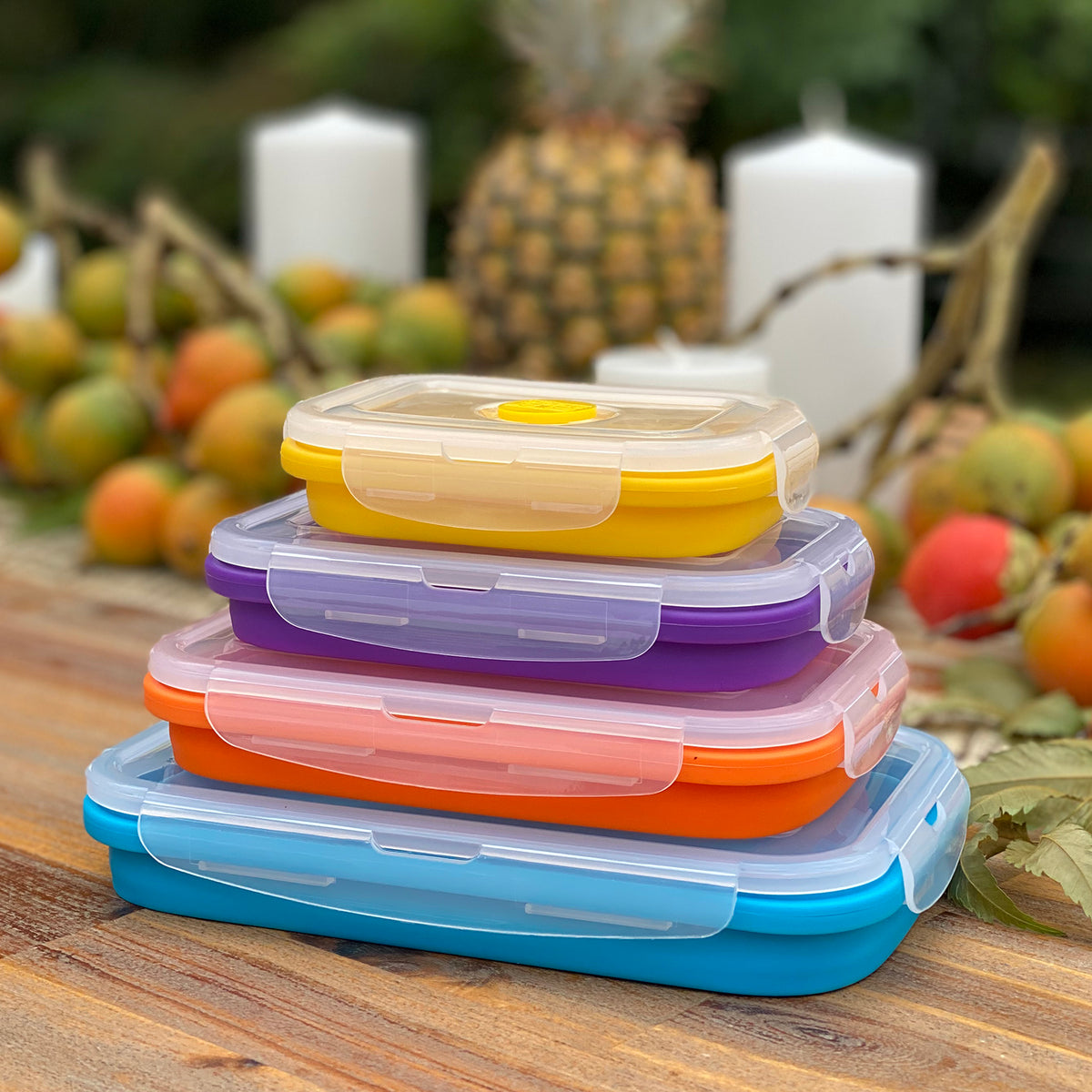 Flat Stackable Box Flat Stacks Collapsible Silicone Food Storage Containers